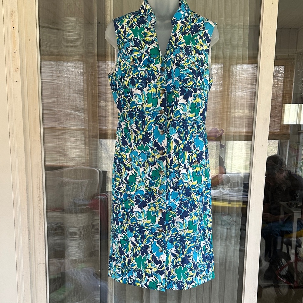 Alex Marie Cotton Floral Lined Sleeveless Dress like new